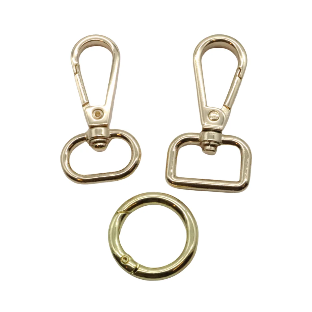 3 Pcs  Zinc Alloy Shoulder Strap Chain Connective And  Metal Buckle Oval Ring Lobster Clasp Claw With O Ring Luggage Hardware