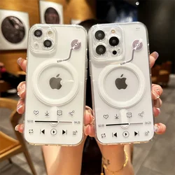 Cute Creative Music  Magnetic Phone Case for iPhone 16 15 14 13 12 11 8 7 Plus Pro Max X XR XSMax Soft Clear Tpu Cover
