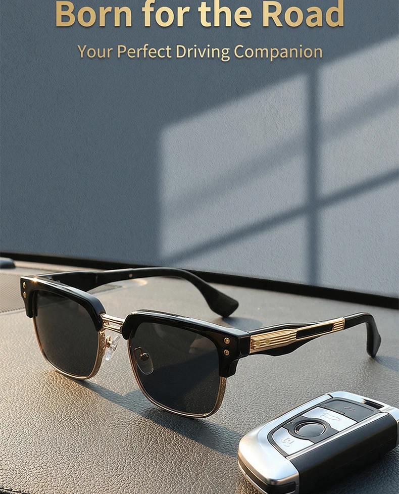 Retro Quadratische Punk-Sonnenbrille für Herren 2026 Luxus Designer Vintage Farbwechselnde Fahr-Steampunk-Sonnenbrille für Männer Eyewear Shades – Detail 8