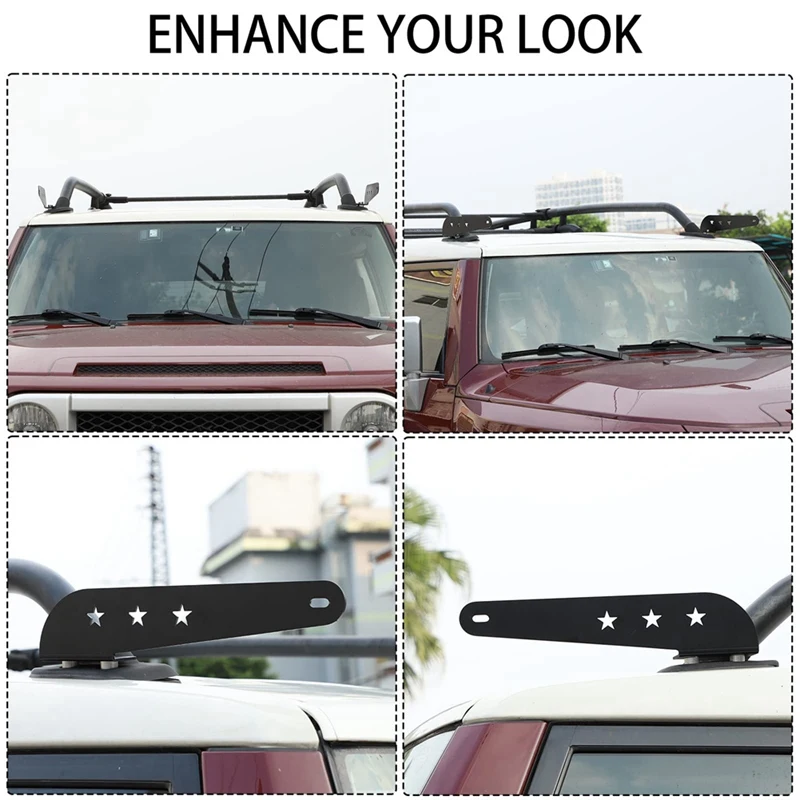 2 PCS Car Upper Roof Windshield LED Light Bar Searchlight Mounts Bracket Car Accessories Black For Toyota FJ Cruiser 2007-2021