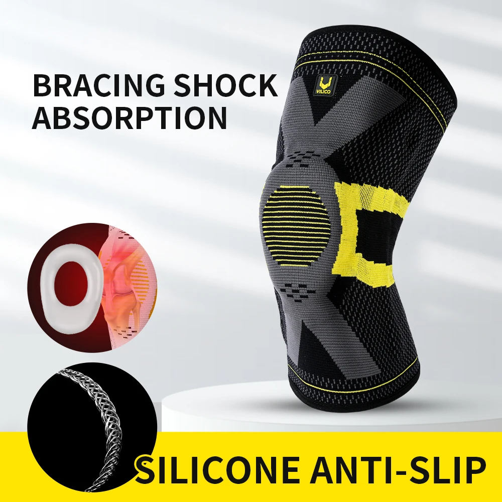 2 Piece Sports Patella Support Knee Brace Knitted Spring Compression Full Protect Elastic Breathable Knee Support For Men Women
