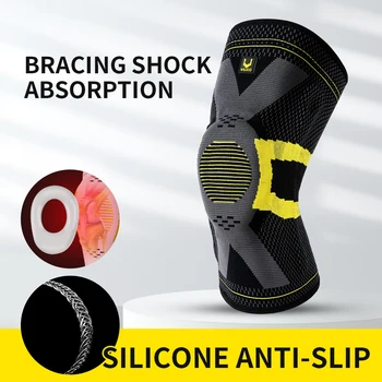 תמיכה בברך ספורטיבית 2 חלקים עם תמיכה בפטלה, מסרגת, דחיסה מל...