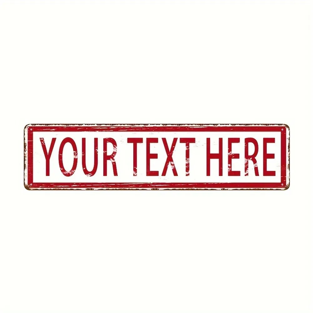 [CIFbuy][2D Flat] Custom Distressed Red‑White Retro Aluminum Street Sign,Personalized Your Text Wall Decor (Only For Decoration)