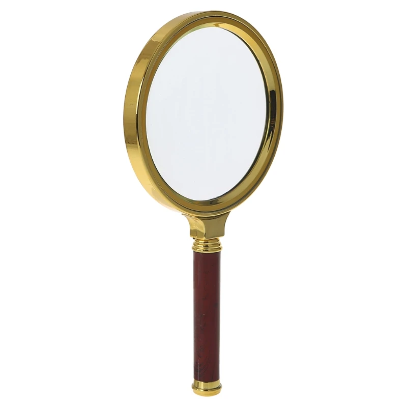 60mm 70mm 80mm Portable Handheld 10x Magnifying Glass Retro Handle Magnifier