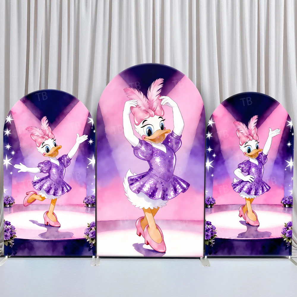 

TB Disney Daisy Duck Arch Backdrop Cover Wisteria Flower for Girls Birthday Party Baby Shower Decor Photography Background Props