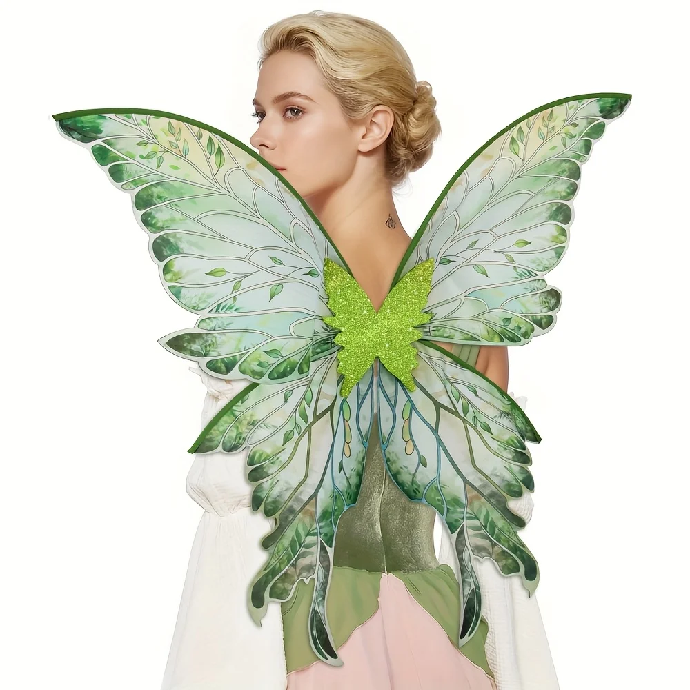 Adult Fairy Wings Shiny Transparent Angel Wings, Women Halloween Costume Dress Up Accessory Set