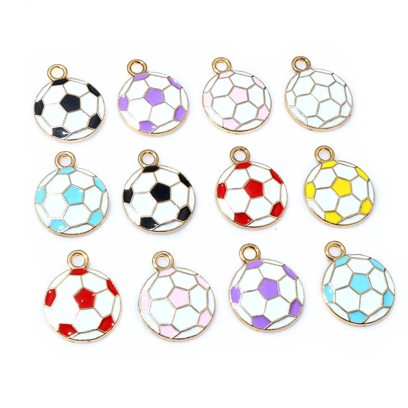 New 20pcs 16.5x13mm Football Enamel Soccer Small Charms Pendant Zinc Alloy Metal DIY Jewelry Making Accessories Findings