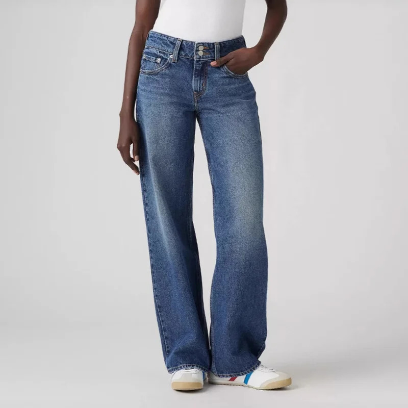 Damen-Jeans mit hoher Taille, weites Bein, zerrissenem Knie, lässige Jeans, neu für den Herbst 2022, modische Denim-Hose mit lockerer Passform, bequem, trendiger Stil