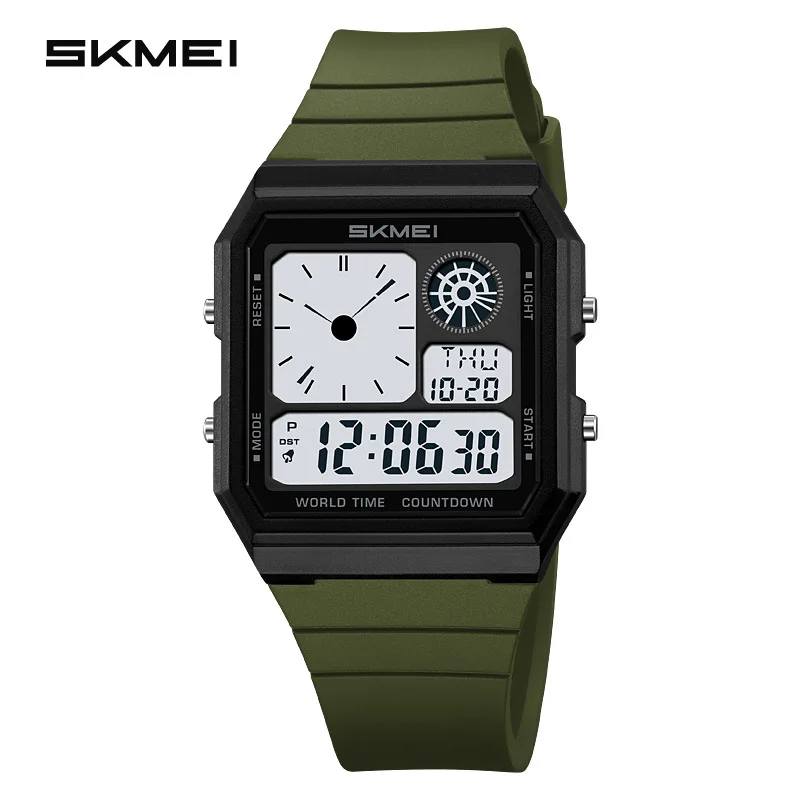 Skmei New Square Men's Watch Student Outdoor Sports Multi-Function Electronic Watch Daylight Saving Time Electronic Watch