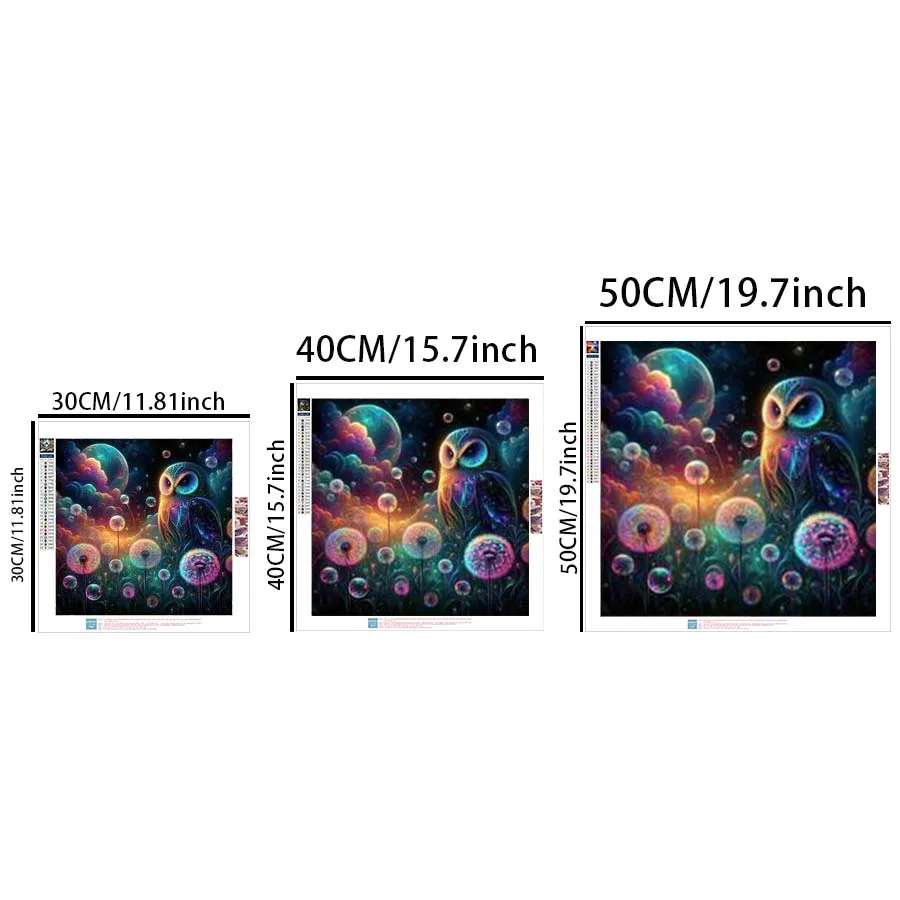 1 piece, 5D, DIY, round diamond painting kit, colorful owl, dream dandelion mosaic, diamond art, home decoration