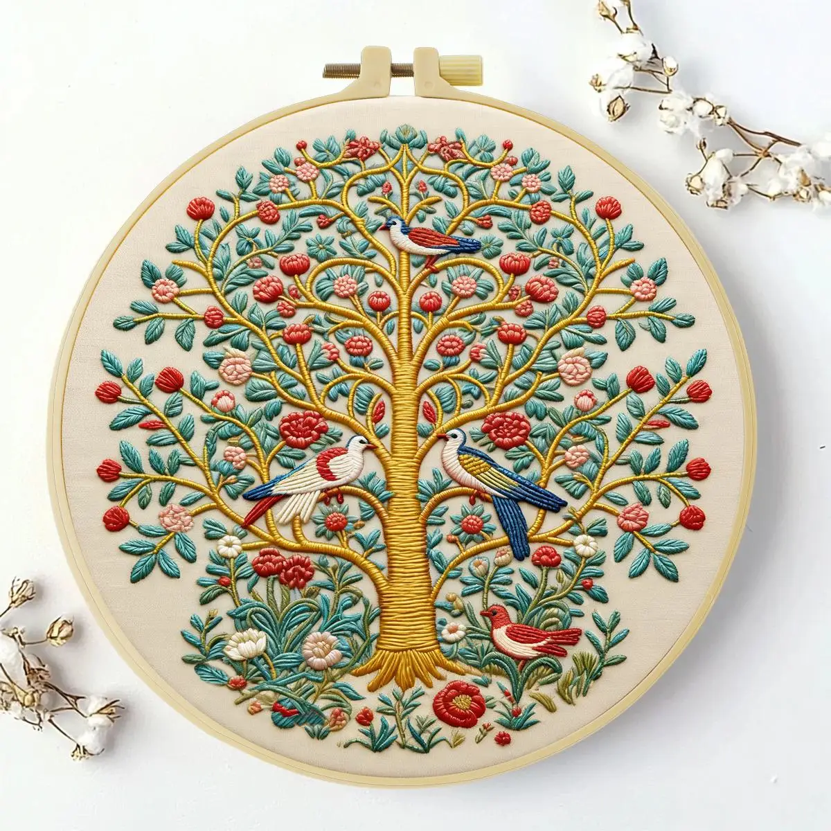1 Stück 20X20CM/15X15CM 7,87/6,3 Zoll Baum des Lebens Stickerei Starter-Kit DIY-Kit DIY-Stickerei-Set Handarbeiten Nähkunst – Detail 2