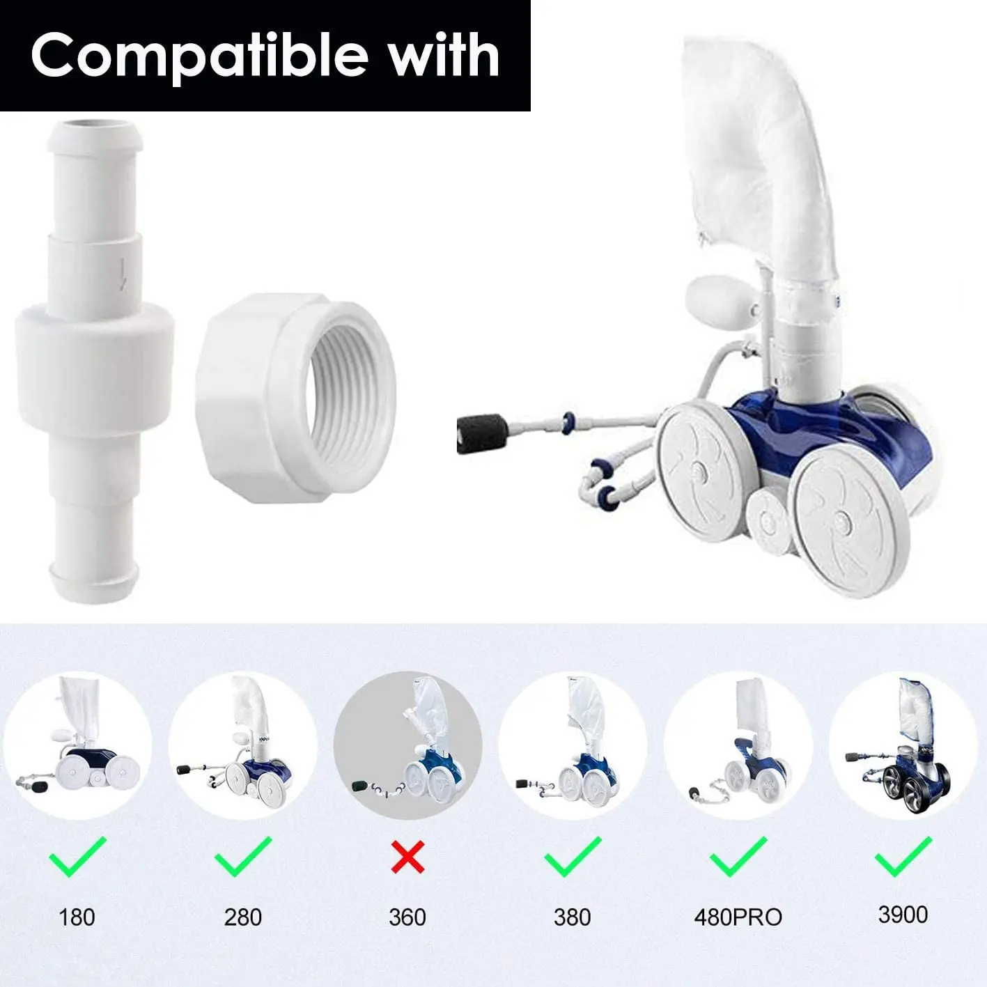 

Pool Cleaner Hose Swivel D20 And Hose Nut D15 Kit Replace For Zodiac Polaris 280 180 380 3900 Pool Cleaner (9 Pack)-ABQU