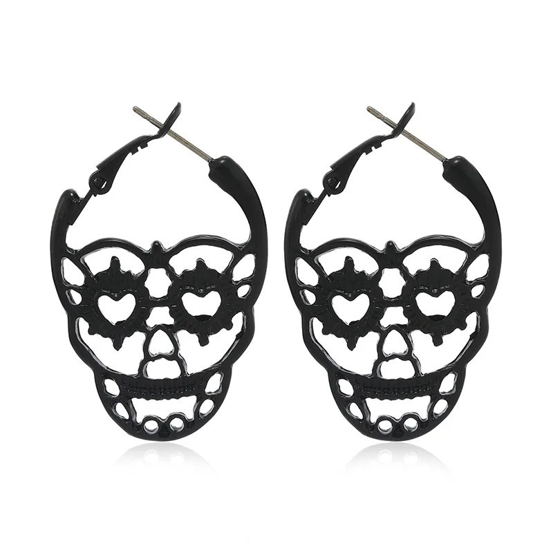 Punk Black Hollow Skeleton Skull orecchini per donna uomo Gothic Halloween Jewelry accessori regali