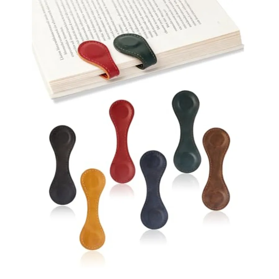 

6 PCS Magnetic Leather Bookmarks, Double Sided Magnet Bookmark Clips-Gifts for Reading Men Women Book Lovers, Personalized Book