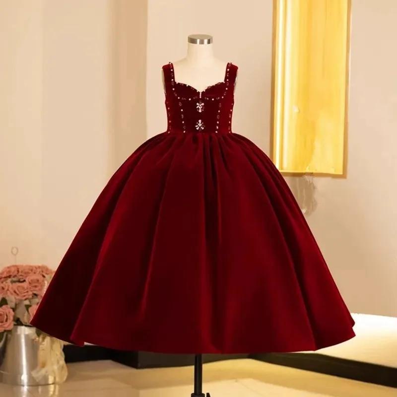 Neues Prinzessin-Hochzeitskleid für Mädchen, Klavierkostüm für Gastgeber, Geburtstagsfeier, Mädchenkleider A4788, Brautjungfernkleider – Detail 3