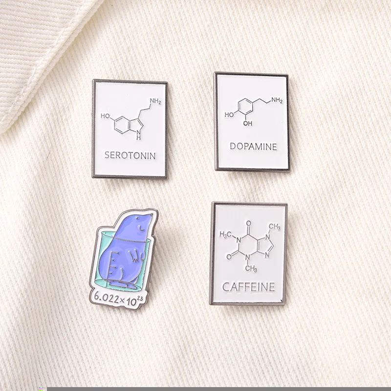 Biochemical Structure Enamel Pins Custom Molecular Formula Brooch Knowledge Lapel Badge Bag Jewelry Gift Kids Friends