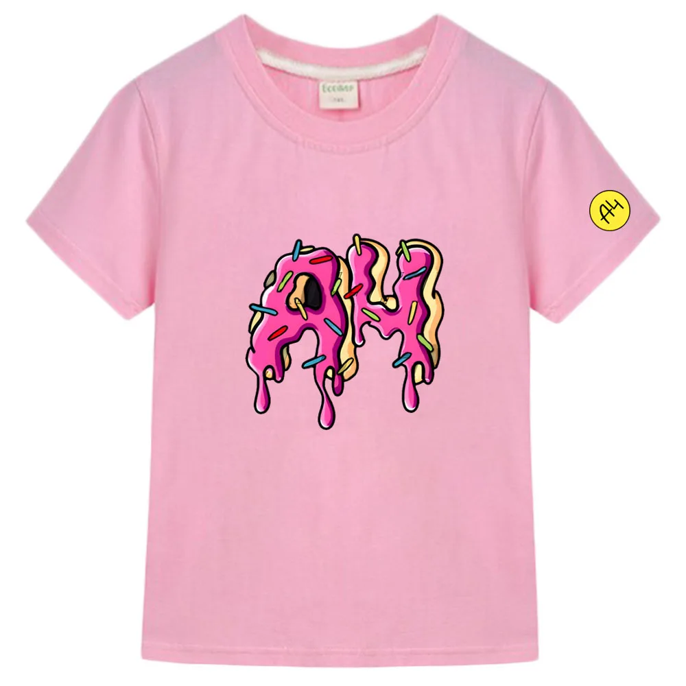 Camiseta de manga curta infantil, 100% algodão, Casual, Donuts, Roupa infantil, Menina, Menino, Menina, A4