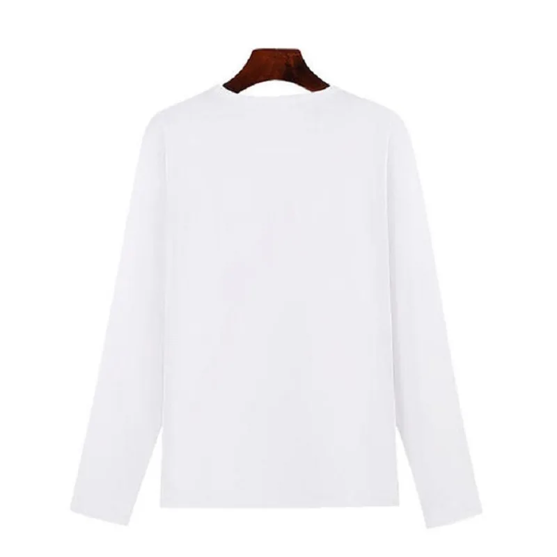 Sublimation Blank Polyester Long Sleeve White Tshirt Autumn Winter Round Collar Women Mens Casual Tees Tops for Custom Print