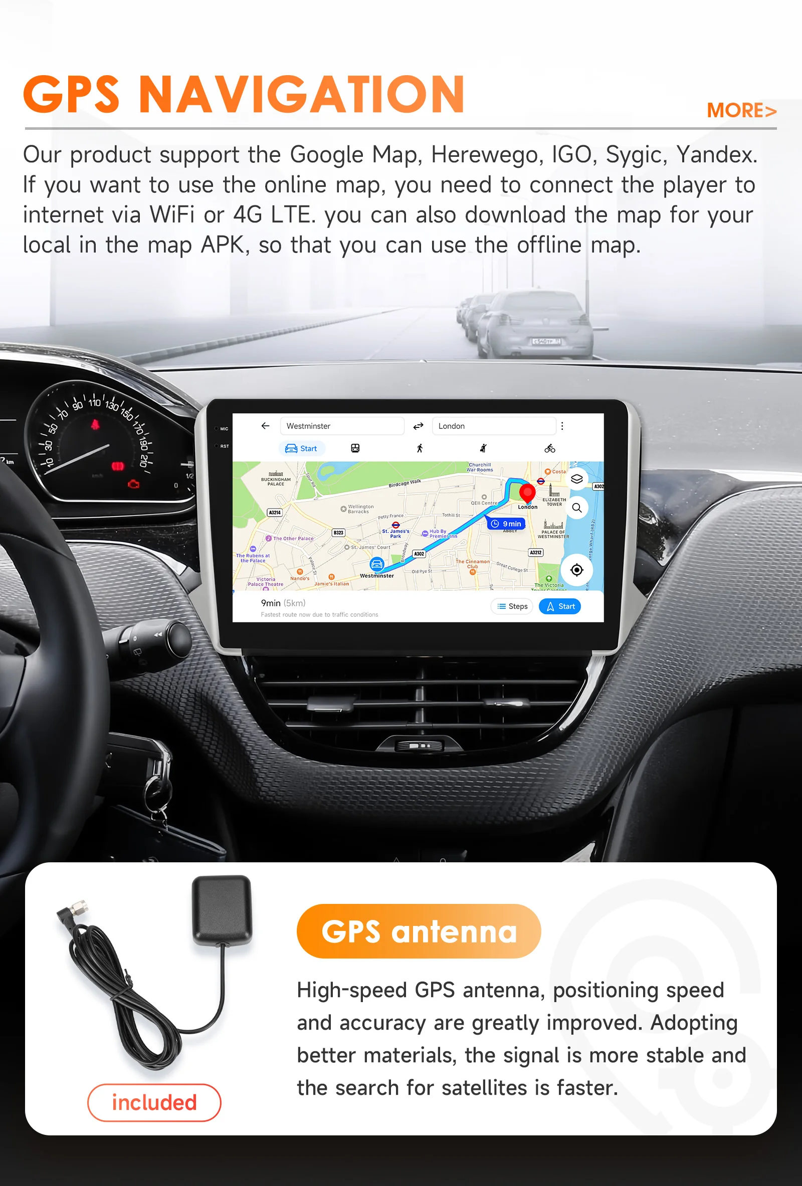 Hizpo Carplay 4G WIFI AI Systeme Android 14 Autoradio für Peugeot 208 2008 Serie 2012-2018 Multimedia Video Player GPS Autoradio – Detail 33