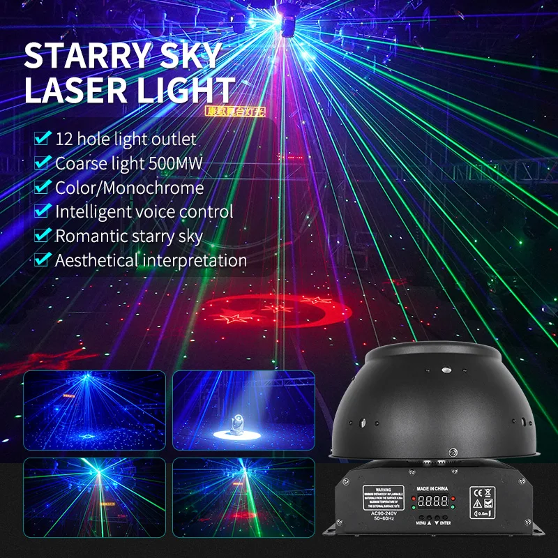 Imagem -03 - Discoteca Laser Luz Rgb Projetor Laser Céu Estrelado Iluminação Laser Feixe de Luz Laser Fase Laser Efeito para Festa de Casamento Mostrar dj