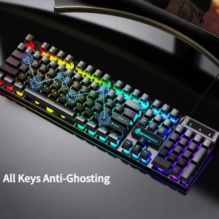 NexusClick RGB Backlit Mechanical Touch Feel Waterproof Keyboard Gaming USB Wired Office/Gamer Keyboard For PC Laptop Computer