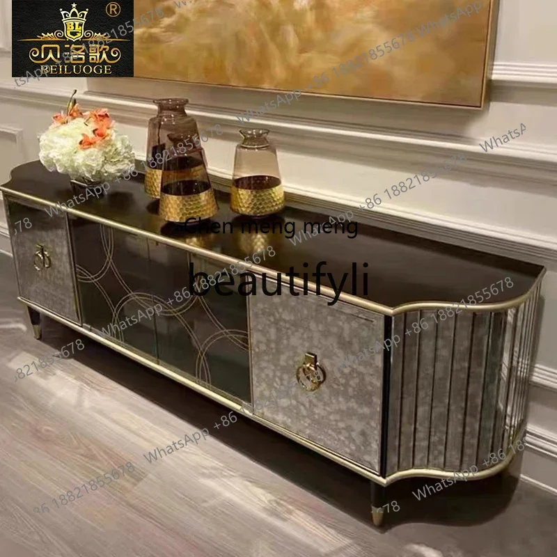 M178 Neoclassical TV cabinet Living room decorative floor cabinet American audio-visual cabinet can be customized solid wood