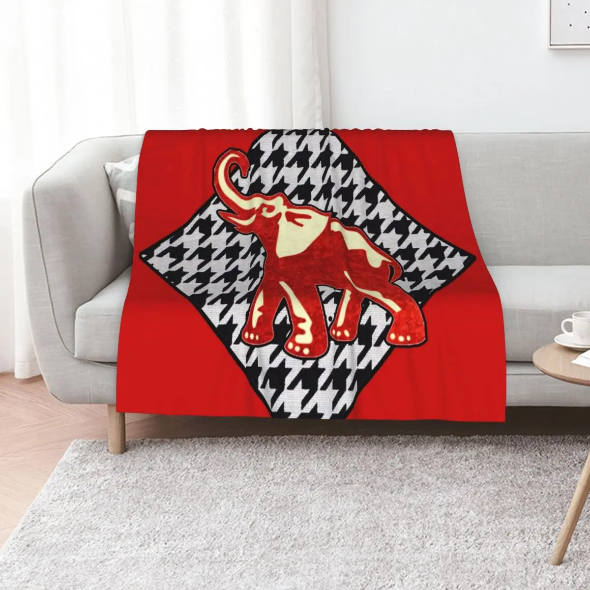 Red Elephant Houndstooth Diamond Throw Blanket Furry Beach Fashion Sofas Shaggy Sofa warm for winter Blankets