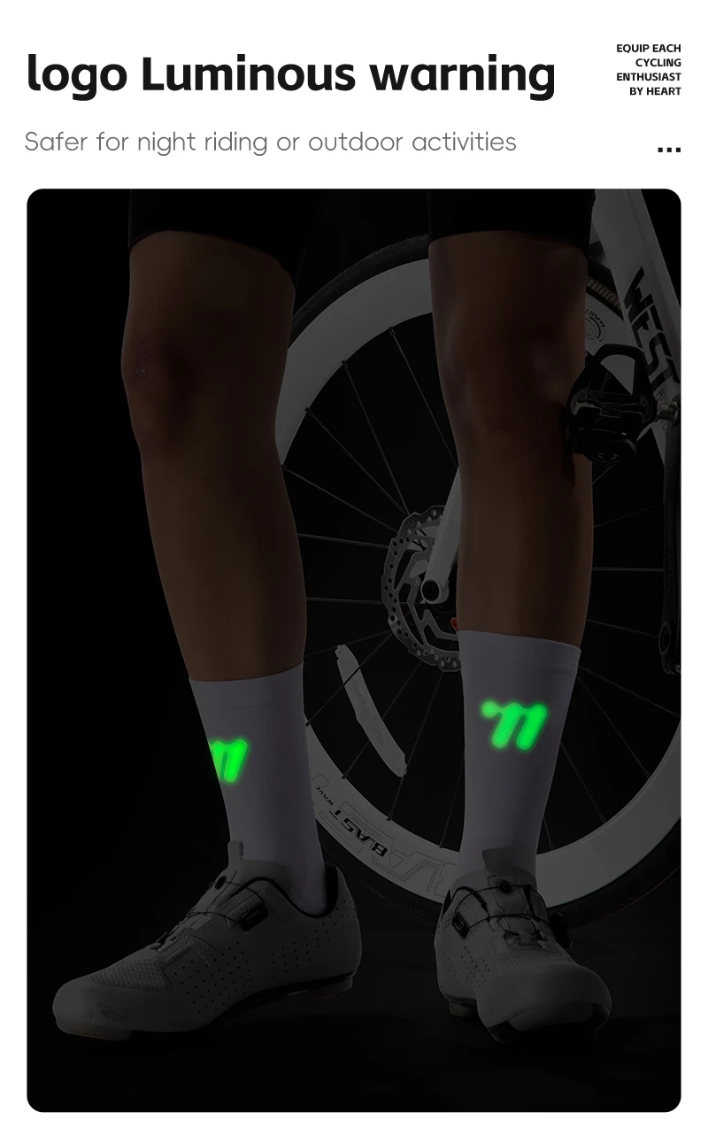 WEST BIKING Fahrradsocken Atmungsaktiv Hochelastisch Leuchtend Nacht-Fahrradsocken für Männer Frauen Outdoor-Sport-Fußbekleidung 1/2/3 Paar – Detail 10