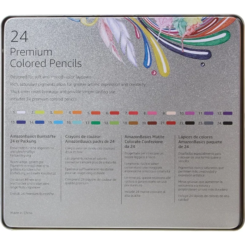 أقلام رصاص ملونة للتلوين والرسم، ممتازة، ناعمة، مستلزمات العودة إلى المدرسة، 24 قطعة (عبوة من 1)، متعددة الألوان