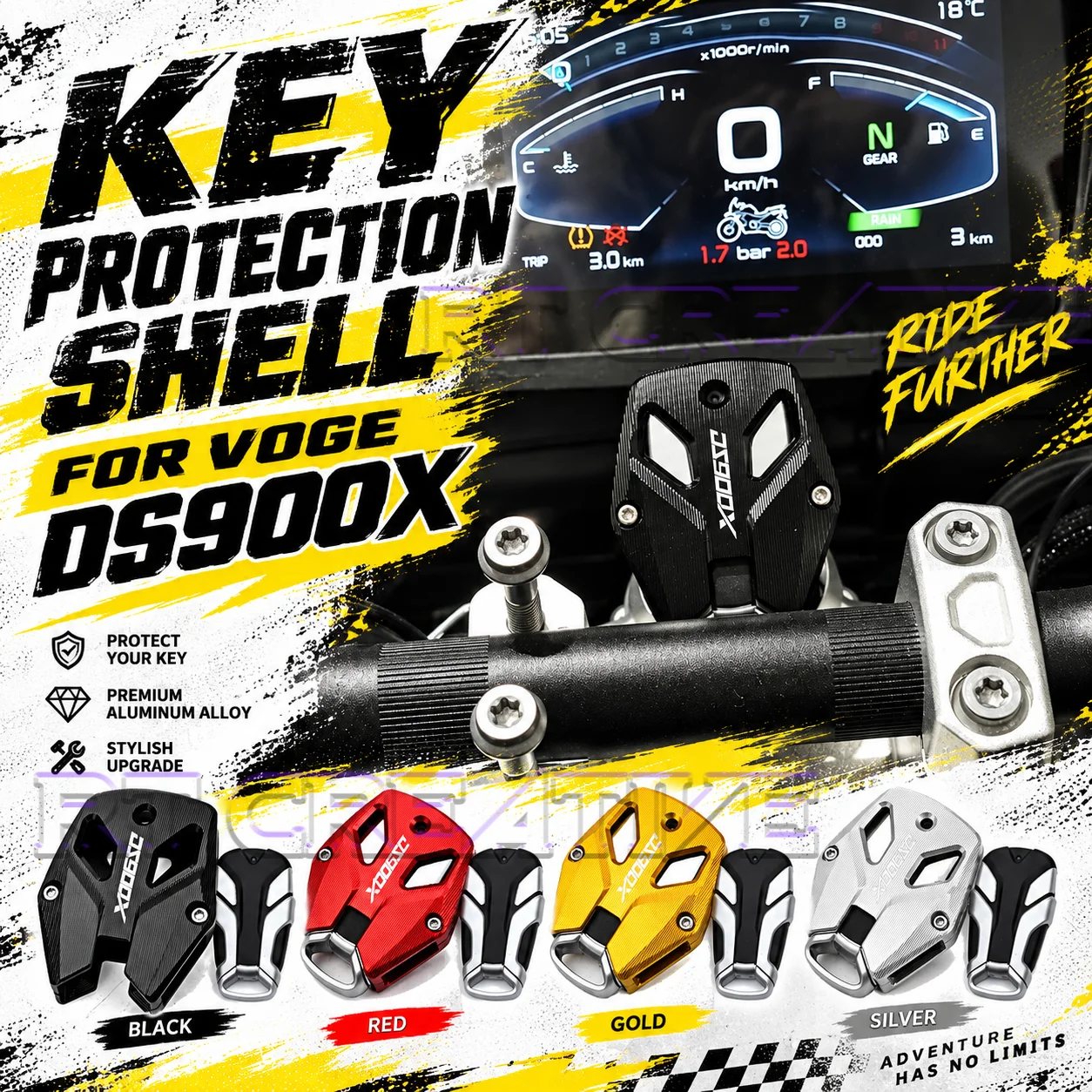 Aluminum Key Fob Protective Cover Anti-drop Wear Keychain Accessories Fit VOGE DS900X
