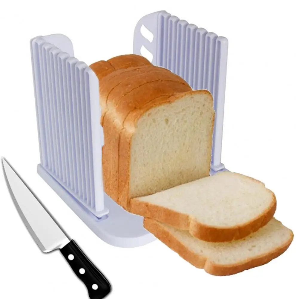 Toast Cutter Bread Slicer Guide Adjustable Width Cutter for Bread Foldable Crumb Tray 10/20mm Thickness Reusable Kitchen Tool