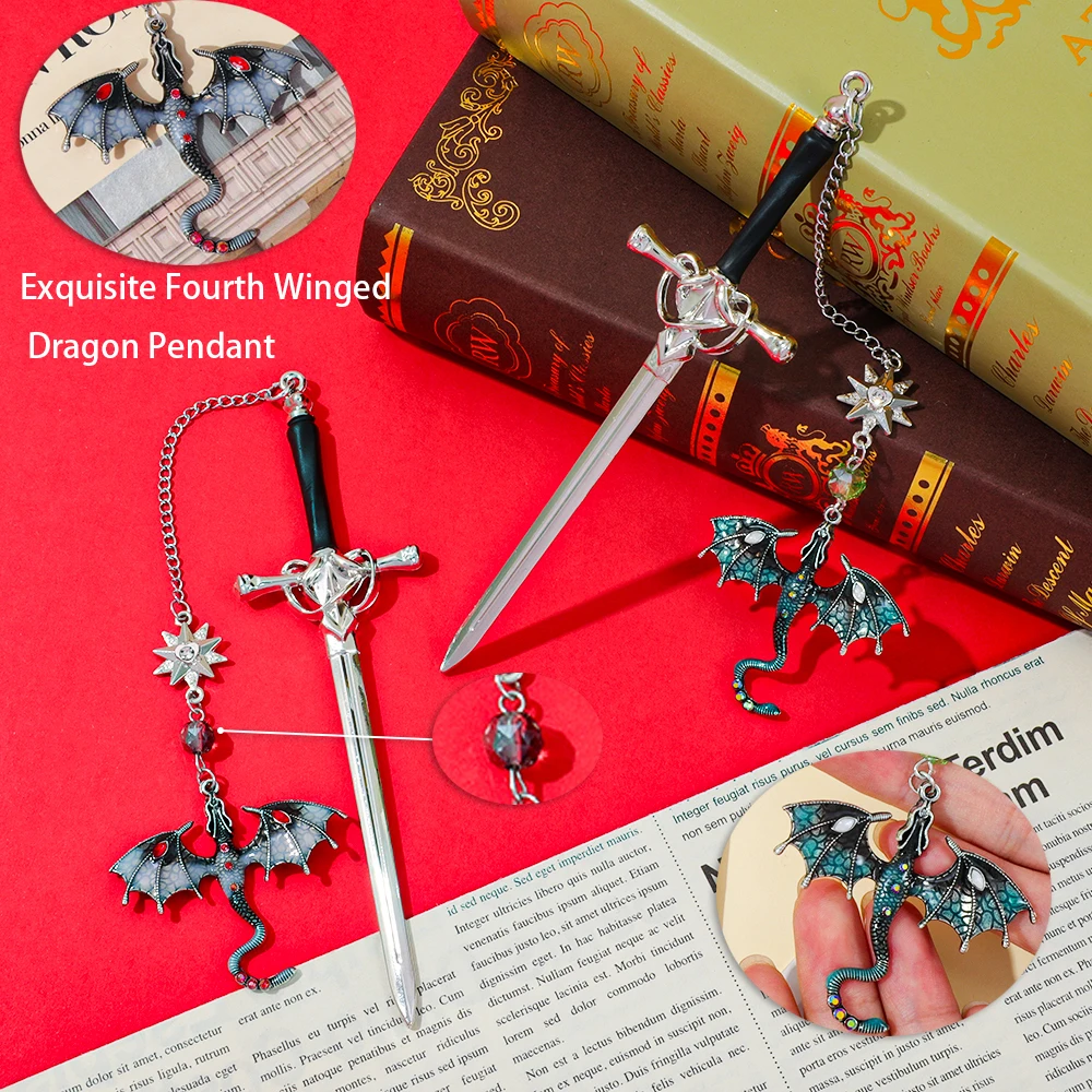 

1 шт. Закладка для книг «Меч Четвертого Крыла Дракона», фэнтези-готика, аксессуар для чтения для энтузиастов Fourth Wing