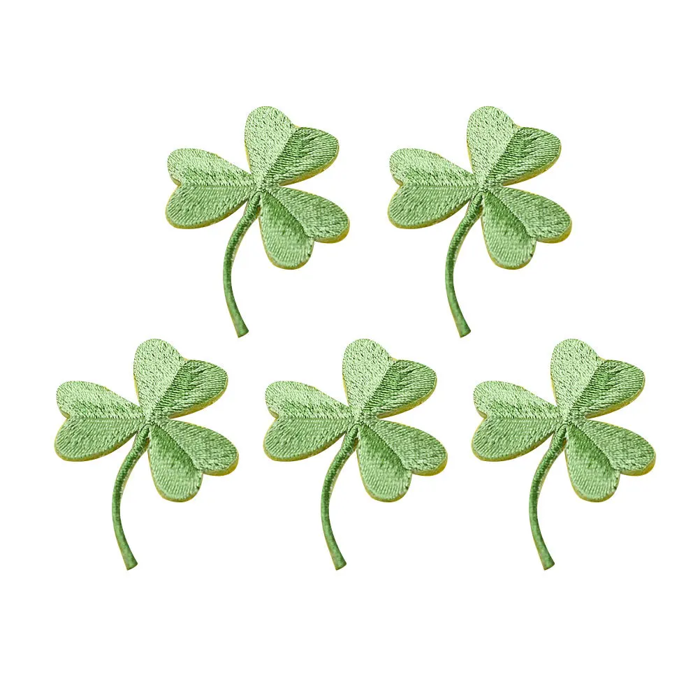 

5 pcs Four Leaf Patches Shining Sequins Embroidery Applique Hot-Melt Adhesive Diy Cloth Sticker For Clothing Decoration