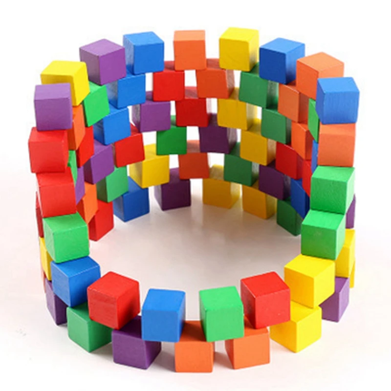 30Pcs/ 2X2cm Wooden Colorful Cubes Building Blocks Toy For Children Educational Wood Squares Dice Board Game Block