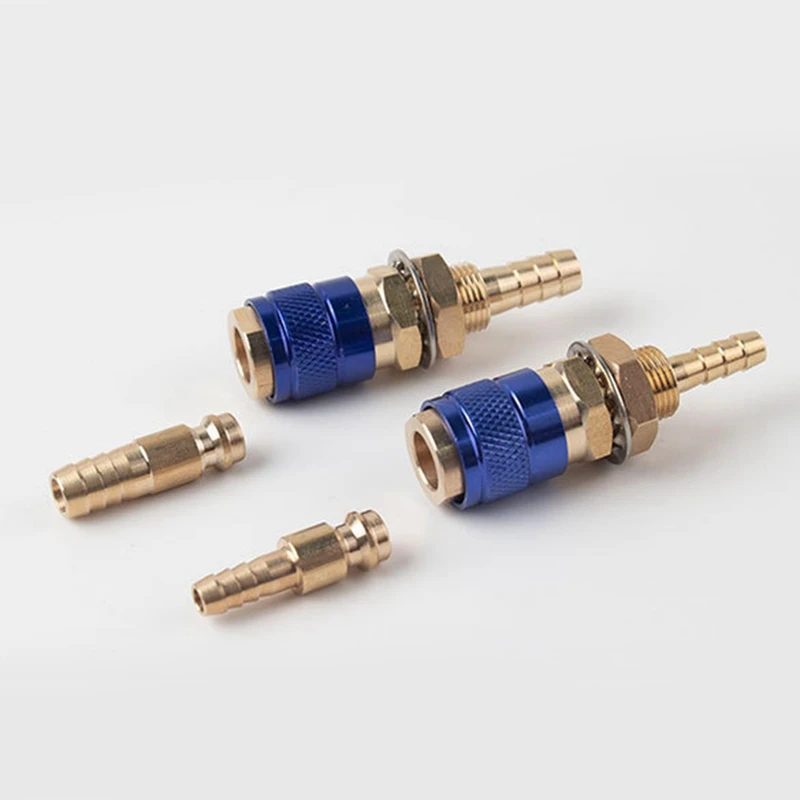 Hot 2 ชิ้นระบายความร้อนด้วยน้ําแก๊สน้ําอะแดปเตอร์ Quick Connector สําหรับ MIG TIG เชื่อมไฟฉายปลั๊ก, สีฟ้า + สีแดง