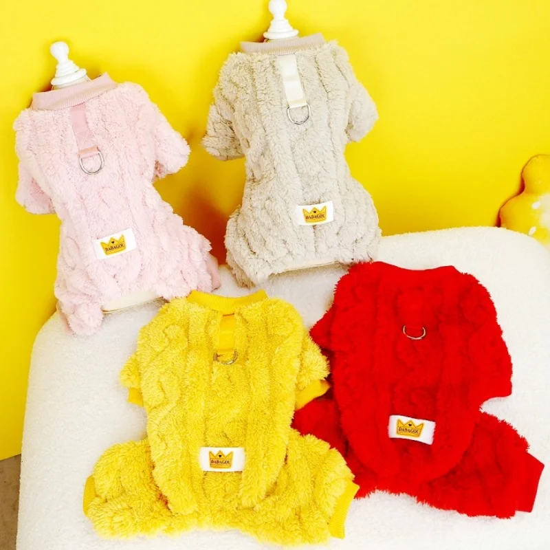 Autumn Pet Dog Jumpsuits Warm Soft Dog Clothes Luxury Puppy Pajamas Cute Solid Cat Jumpsuits Pet Tracksuit Chihuahua Dog Clothes