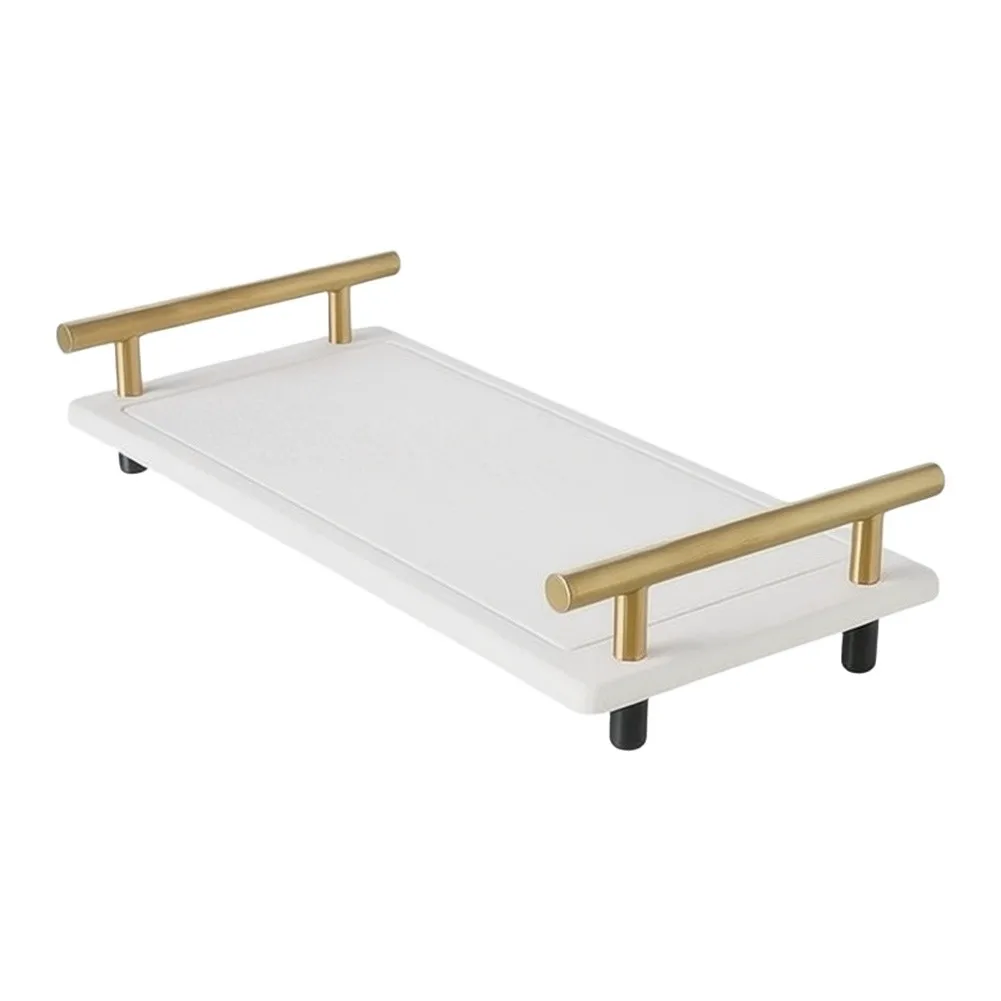 Diatomite For Vanity Rack with Stability and Aesthetic Metal Trim 31 cm x 15 cm x 3.2 cm for Contemporary Bath