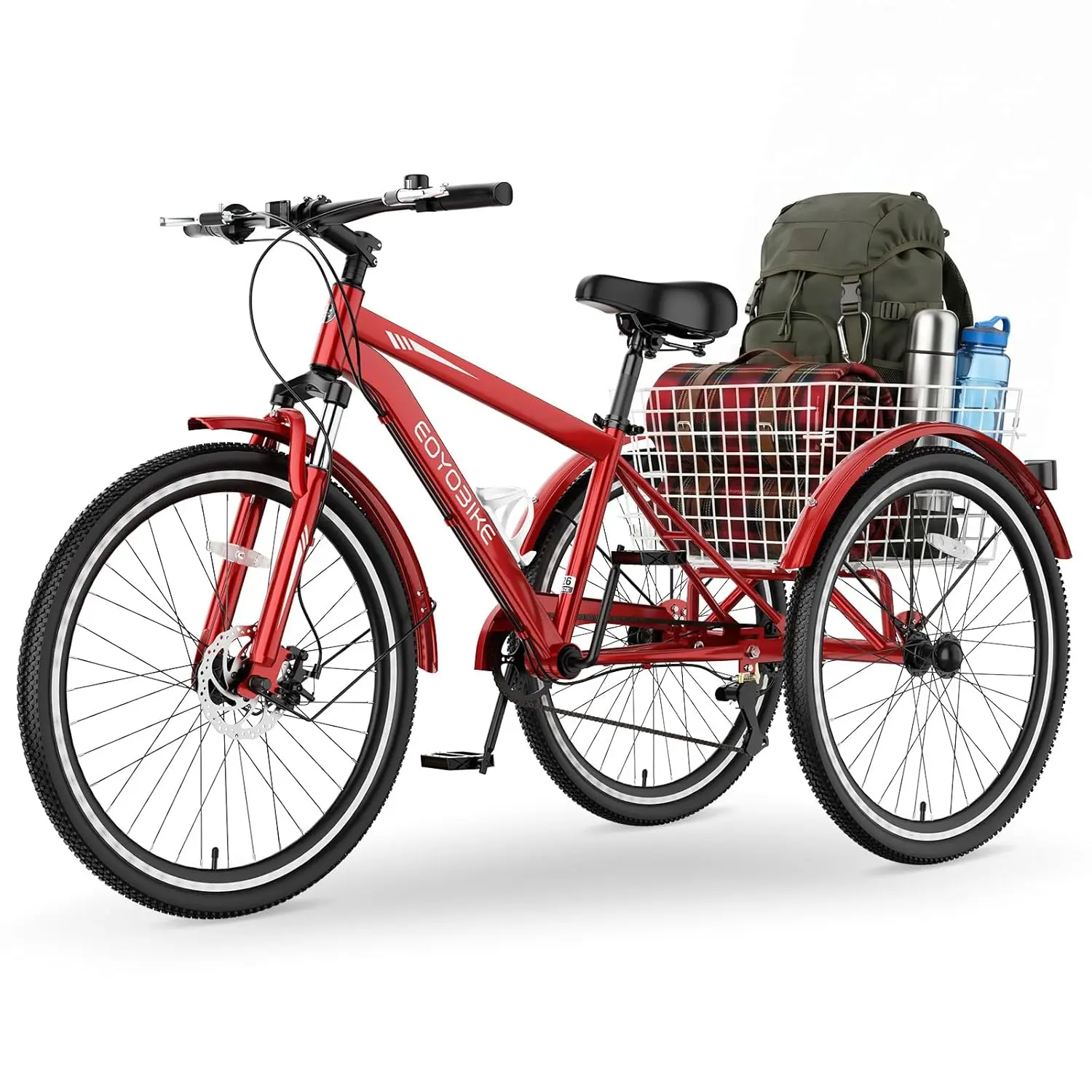 Adult Mountain Tricycle, 7-Speed 3 Wheel Bike for Adults/Men/Women, 24/26/27.5 Inch Mountain Cruiser Trike with, Customized