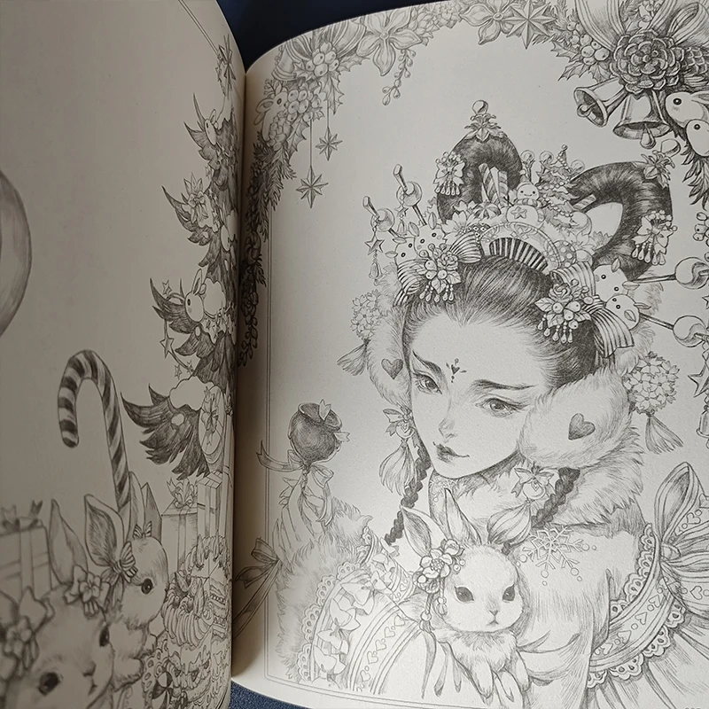 Colorful Time Gu Geli Line‑art Coloring Book Chinese Ancient Style Illustration Sketch Line Drawing Art Book for Artists