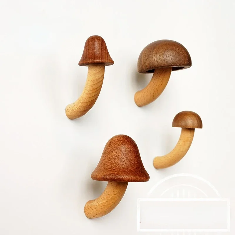 

New Wooden Mushroom Refrigerator Sticker Magnetic Tile Merchandise Personalized Creative Magnet Message Sticker