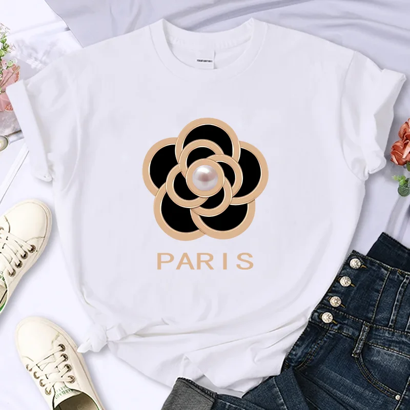 Luxury Brand Flower For Women's High-Quality Summer Printing T-shirt 100% Cotton Casual Oversized Y2k Personality Sleeve O-neck