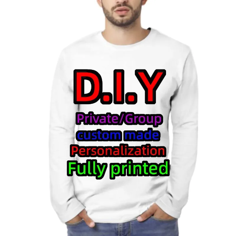 New 3d Printed Long-sleeved Party T-shirt Private Design Sports Adult Men\'s Thin Shirt Personality Clothing Diy Casual Tops