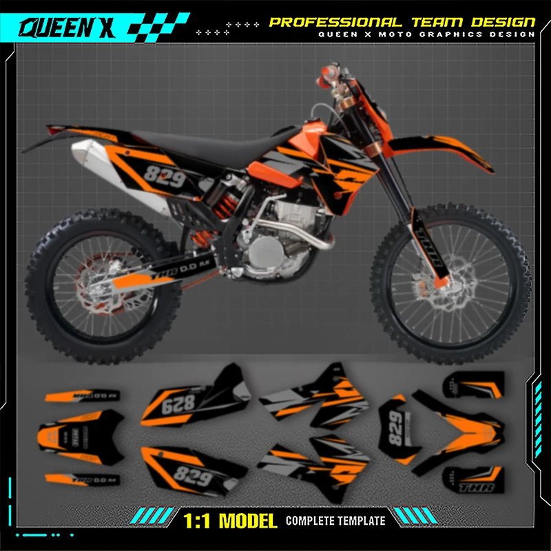 

QUEEN X MOTO Motorcycle Graphics MX Stickers For KTM SX SXF 2005 2006 2007 EXC XCW 2005 2006 2007 Motorcross Accessories 001
