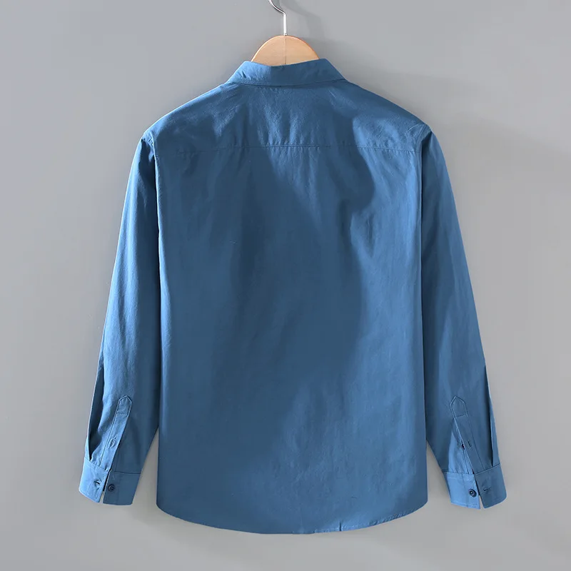 2025 Spring and summer new Japanese classic design lapel long sleeved shirt men's simple casual jacket solid color loose shirt