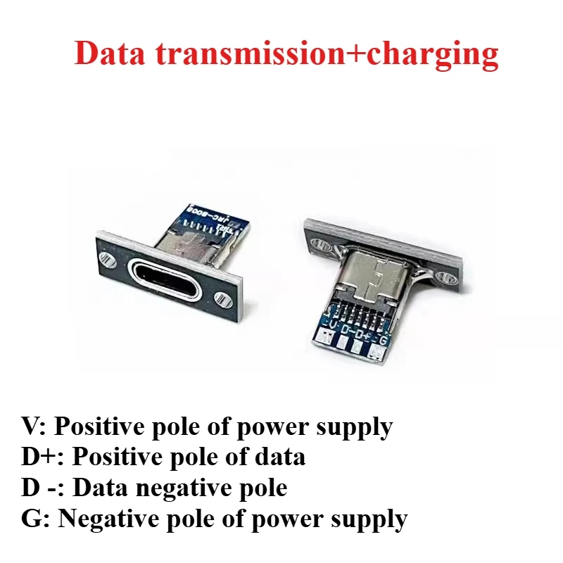 5/10pcs Type-C USB Jack 3.1 Type-C 2/4/6 Pin Female Connector Jack Charging Port USB 3.1 Type C Socket with Fixing Plate