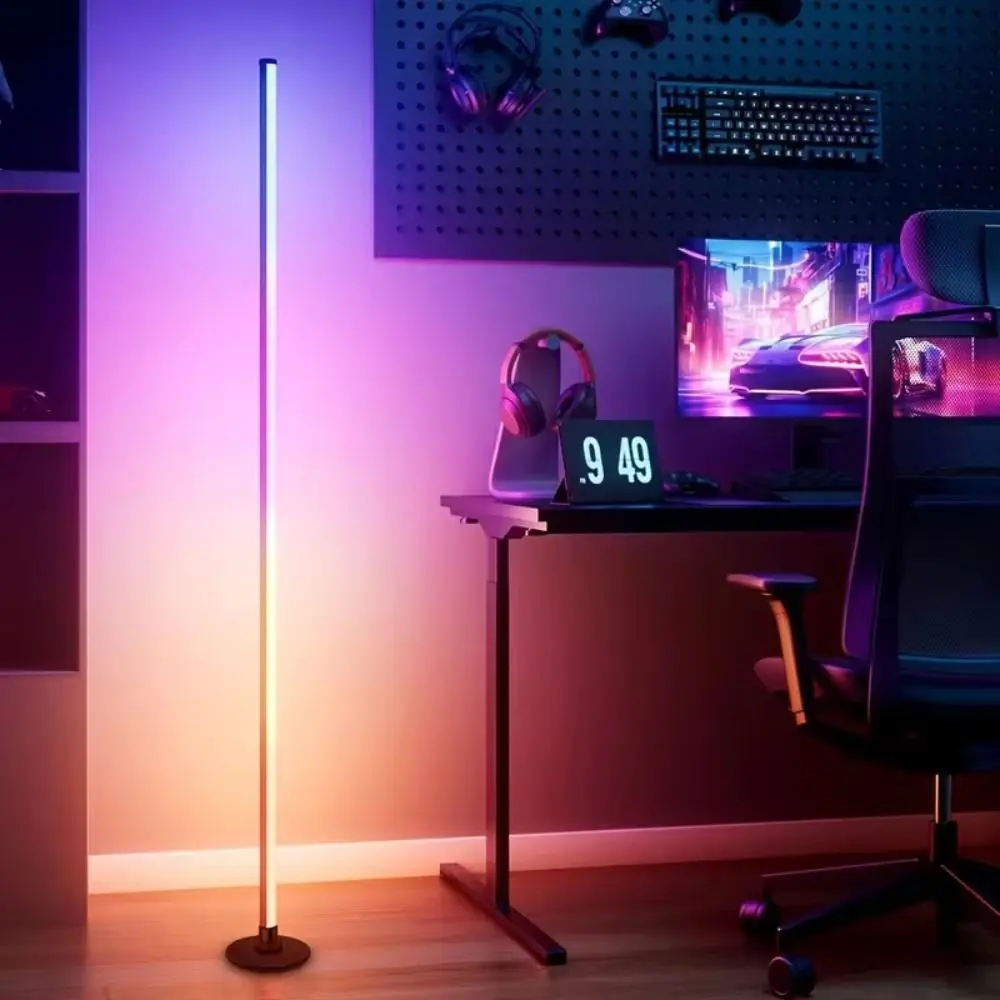 Remote Control Smart LED Floor Lamp Music Sync APP Control RGB Floor Lamp Dual Control Modes Timer Function Standing Lamp