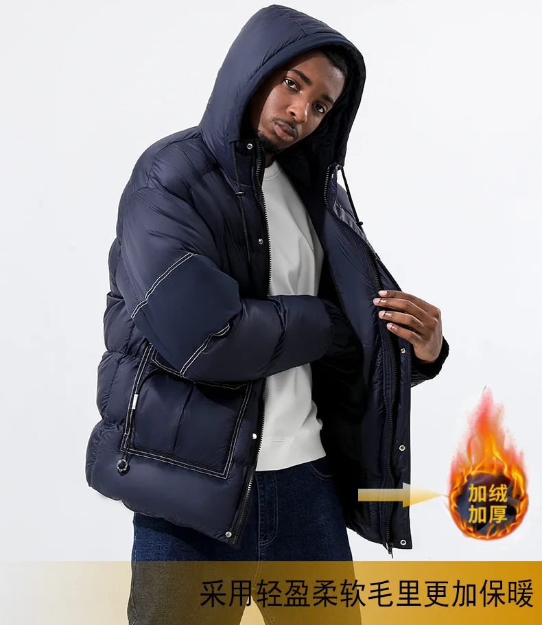 Men Winter Multi Pocket Cotton Coat Fleece Lined Thickened Windproof Thermal Jacket Casual Versatile Fashion Outerwear For Daily