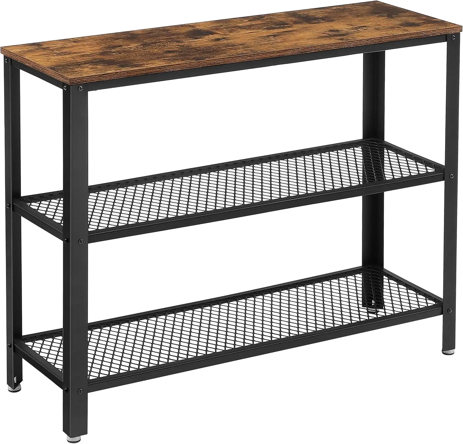

40" Rustic Console Table with 3 Tiers and Storage Shelf for Living Room, Hallway, Bedroom in Brown and Black