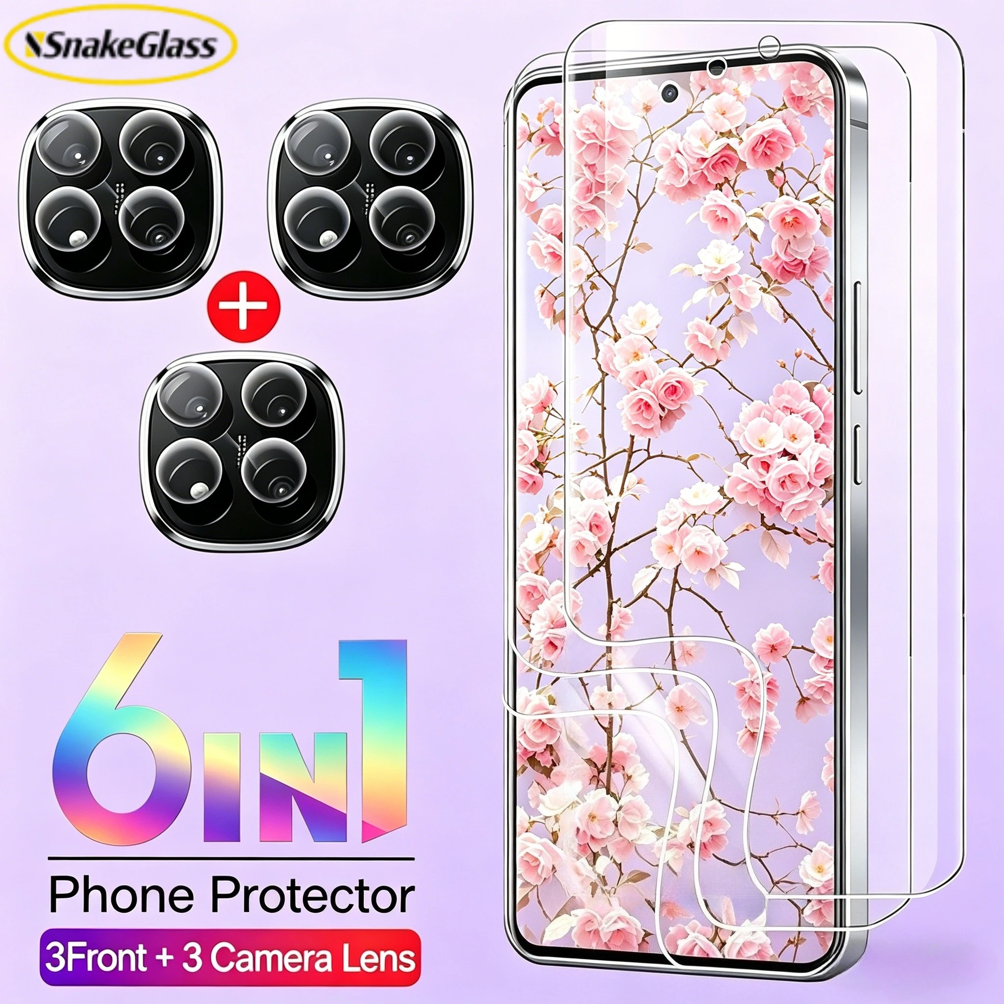 6-in-1 Displayschutzfolie für Xiaomi Redmi Note 15 14 11 10 Pro Plus 14S 13 12Pro Plus Turbo 12S 9T HD Glatte Folie Kratzfest