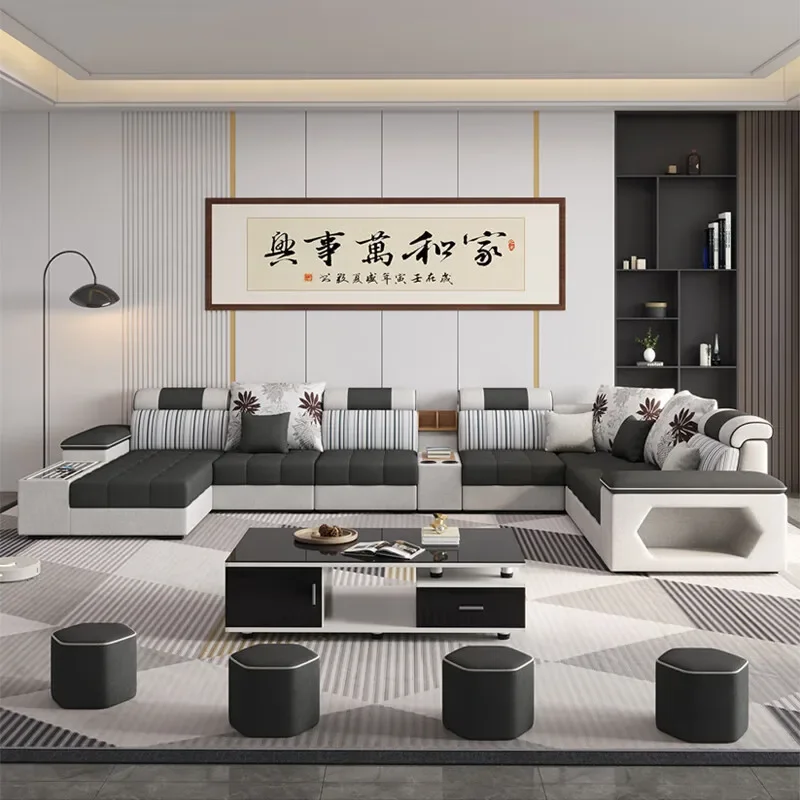 2026 Modern 5 6 7 8-Seater Fabric Sofas Sectional Set For Living Room Hotel Furniture With Sponge Filling